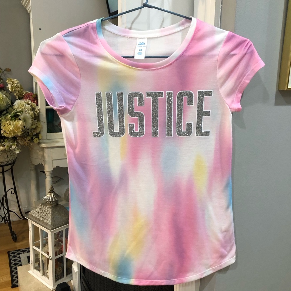 Justice Glitter Girls Tie Dye Short Sleeve Shirt Top
